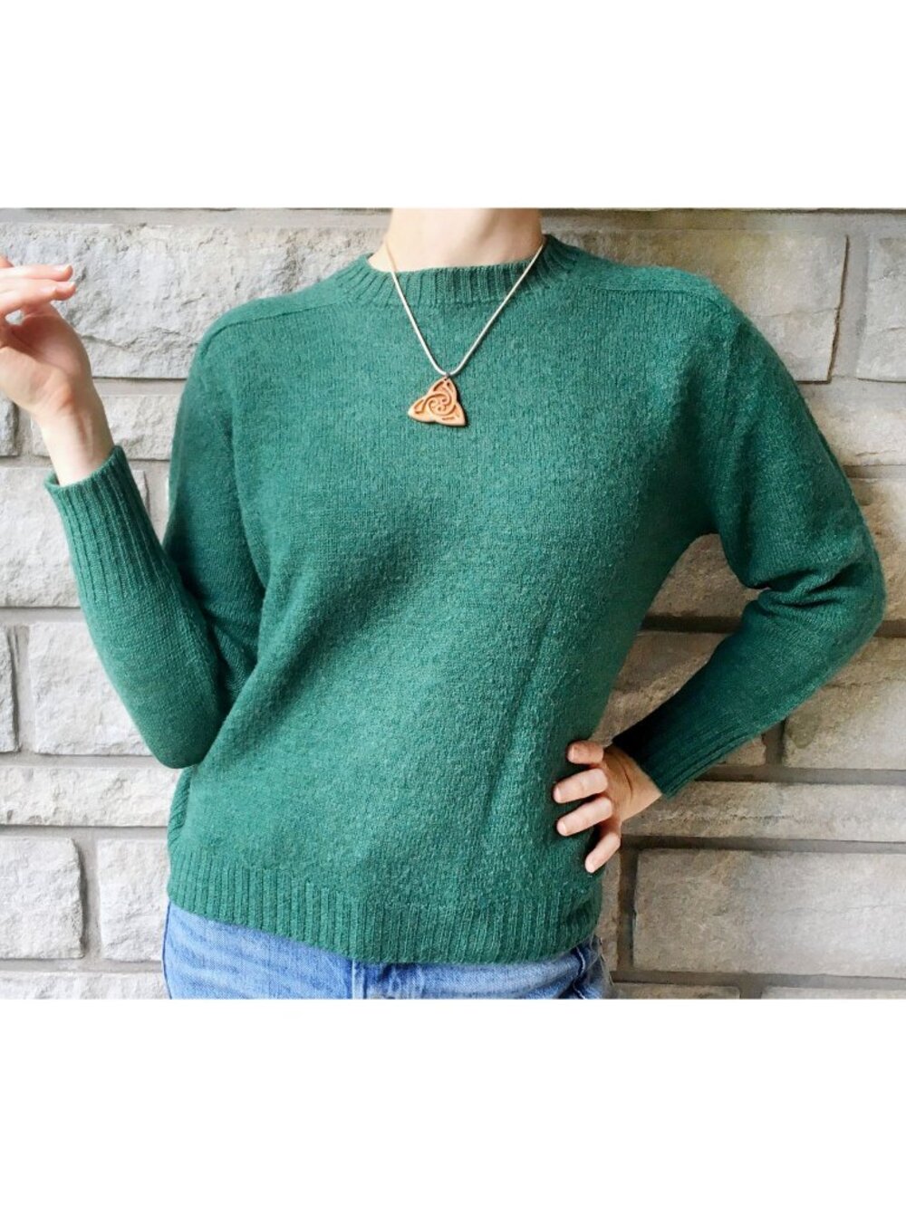 Vintage 60s Green Wool Crewneck Sweater